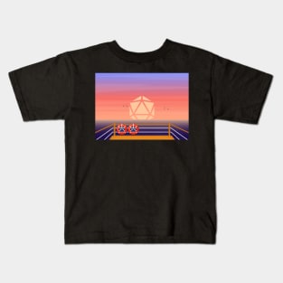 Sunset by the Beach Yacht D20 Dice Sun RPG Landscape Kids T-Shirt